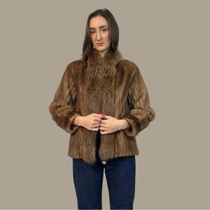 Elegant Brown Vintage Fur Jacket